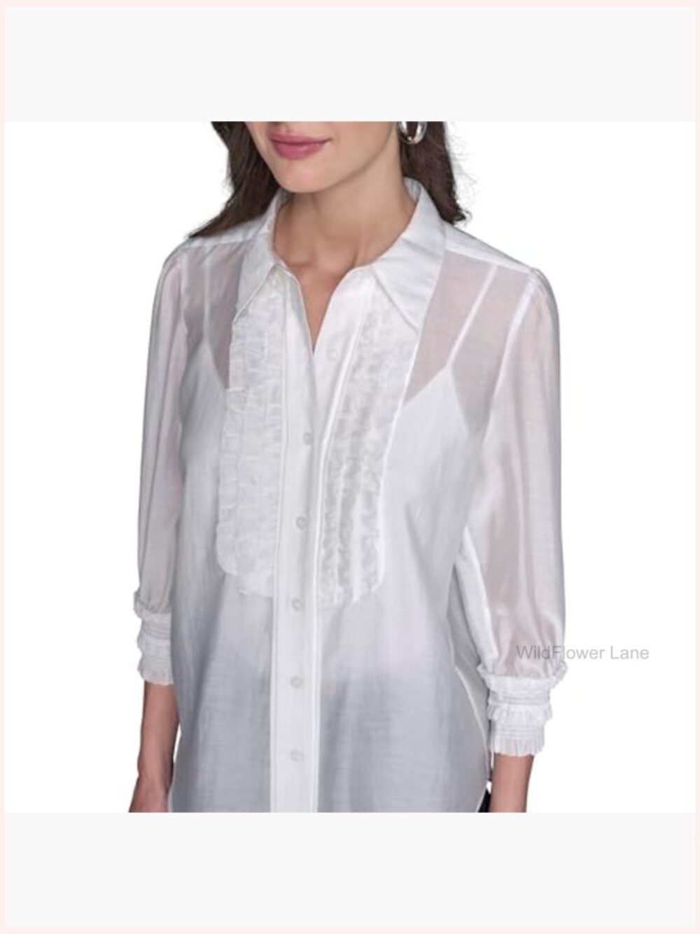 Long Sleeve Ruffle Collared Blouse - Classic Fit - Picture 5 of 5